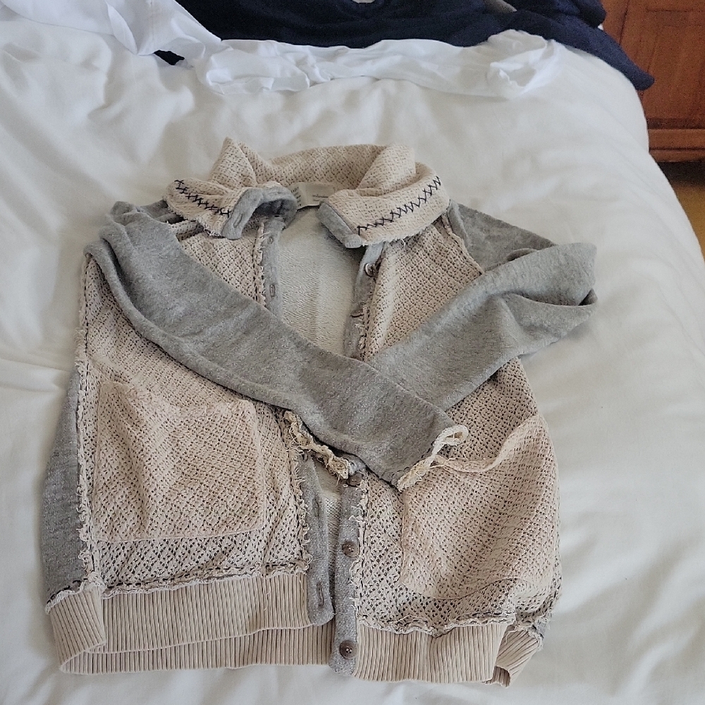 Anthropologie Gray and Cream Cardigan